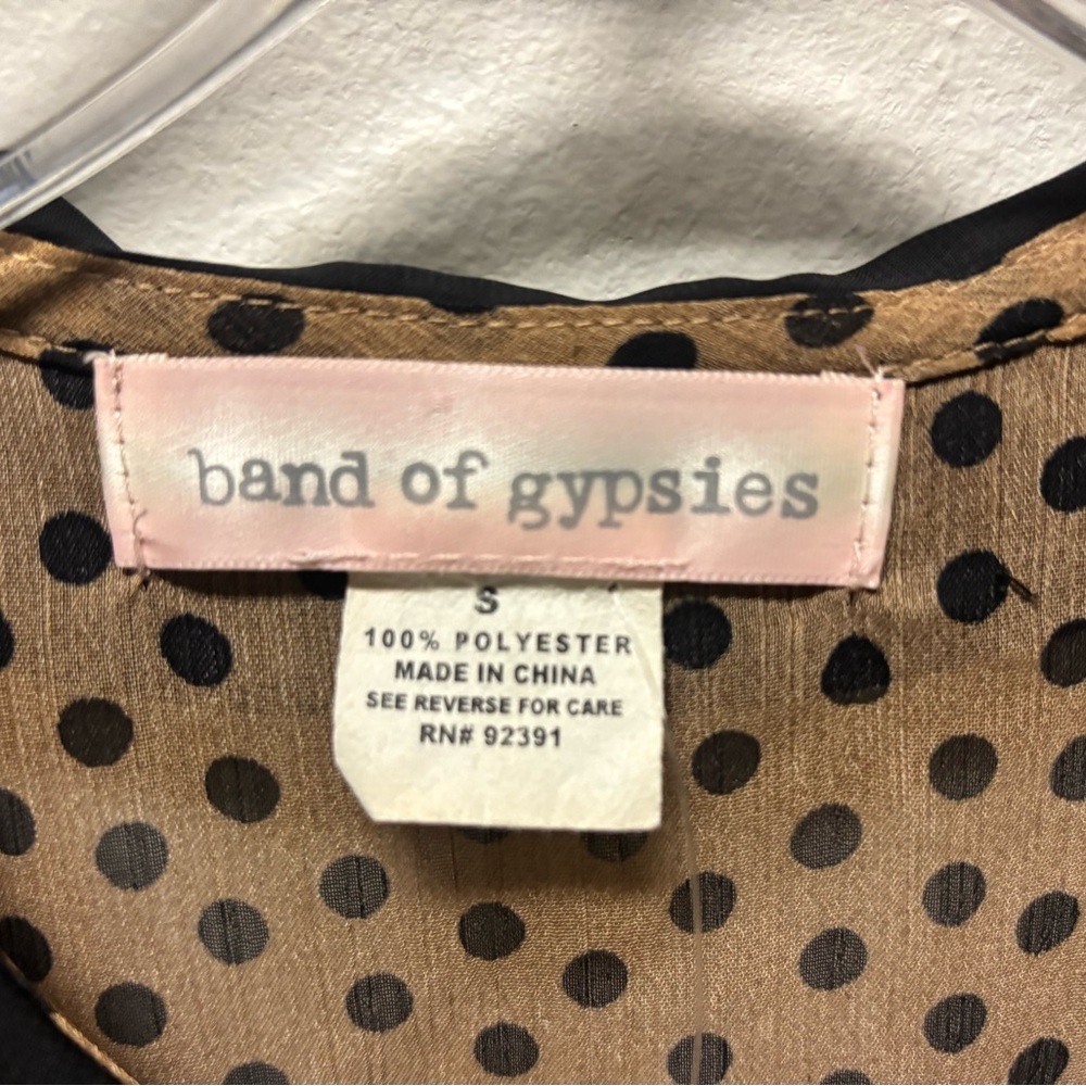 Band of Gypsies Dress Women Small Brown Black Polka Dot Sleeveless Collared - Picture 3 of 4